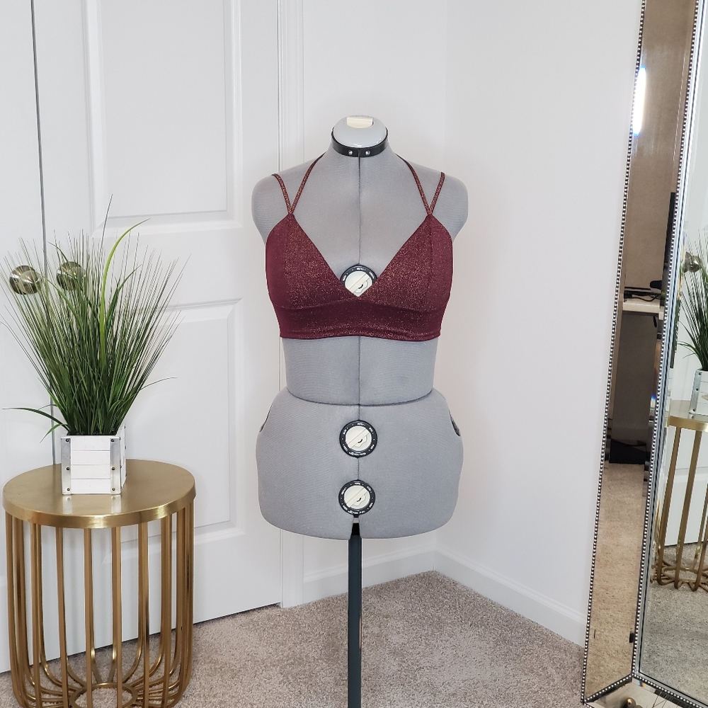 H&M Women's Bralette Top, Burgundy (Size 12) - Picture 3 of 8